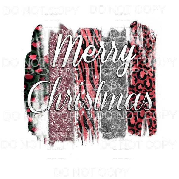 Merry Christmas Red Leopard Glitter Brushstrokes Sublimation