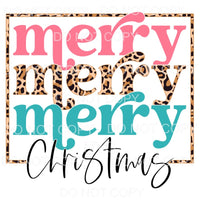 Merry Christmas Retro Stacked Pink Blue Leopard Frame #1178 