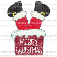 Merry Christmas Santa chimney black boots Sublimation transfers Heat Transfer