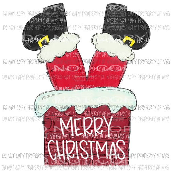 Merry Christmas Santa chimney black boots Sublimation transfers Heat Transfer