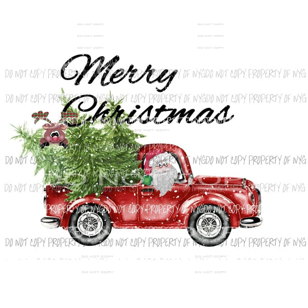 Merry Christmas Santa truck and reindeer Sublimation transfers Heat Transfer