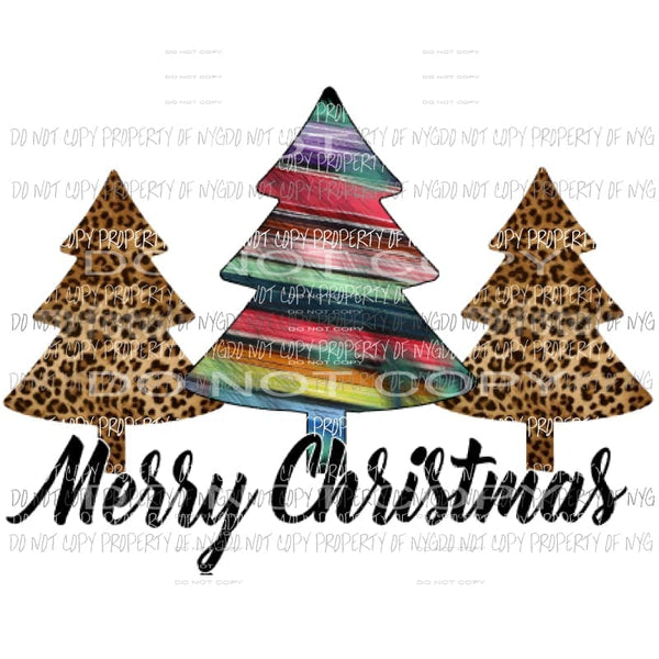 Merry Christmas Serape leopard trees Sublimation transfers Heat Transfer