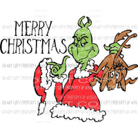 Merry Christmas The Grinch and dog Sublimation transfers Heat Transfer