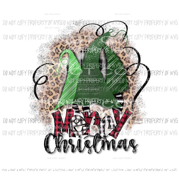 Merry Christmas tree trio leopard Sublimation transfers Heat Transfer