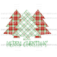 Merry Christmas tree trio plaid # 3 Sublimation transfers Heat Transfer