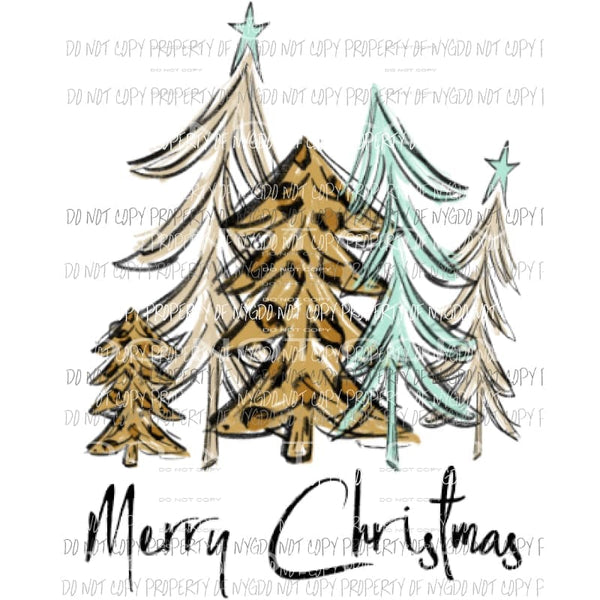 Merry Christmas trees # 2 leopard Sublimation transfers Heat Transfer