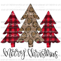 Merry Christmas trees black red buffalo plaid leopard # 20 Sublimation transfers Heat Transfer
