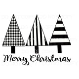 Merry Christmas Trees Black White Stripes #108 Sublimation 