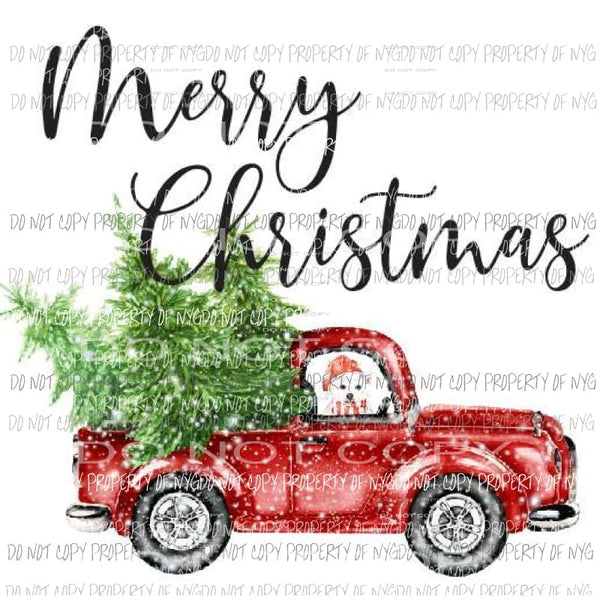 Merry Christmas Truck Dog Sublimation transfers Heat Transfer
