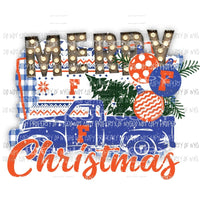 Merry Christmas truck Florida Gators Sublimation transfers Heat Transfer