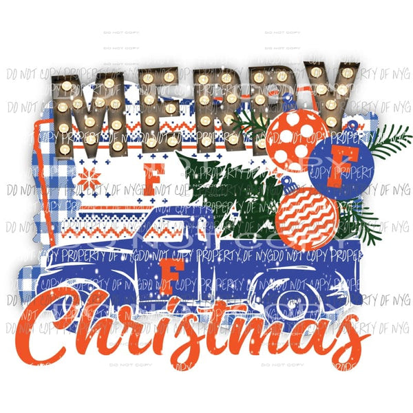 Merry Christmas truck Florida Gators Sublimation transfers Heat Transfer