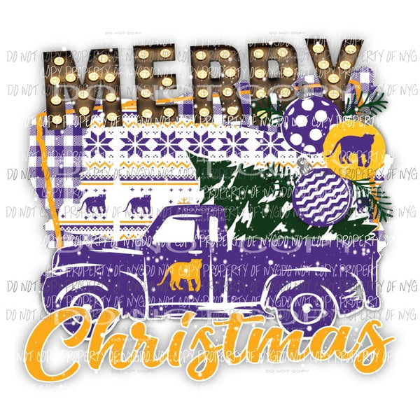 Merry Christmas truck LSU Tigers Louisiana Sublimation transfers Heat Transfer