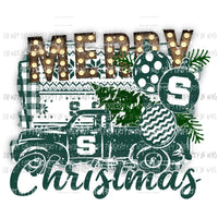 Merry Christmas truck Michigan State Spartans Sublimation transfers Heat Transfer