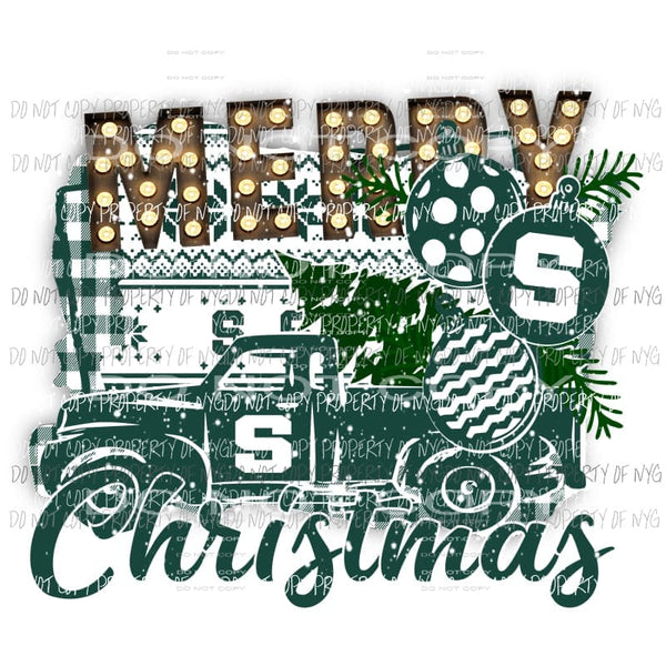 Merry Christmas truck Michigan State Spartans Sublimation transfers Heat Transfer