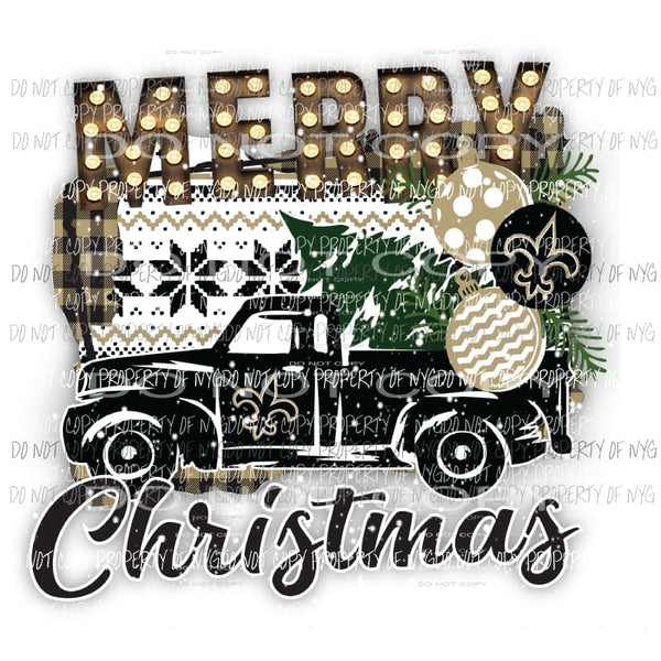 Merry Christmas truck New Orleans Saints Sublimation transfers Heat Transfer