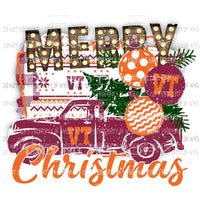 Merry Christmas truck VT Virginia Tech Hokies Sublimation transfers Heat Transfer