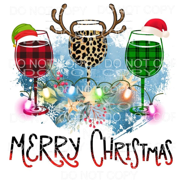 Merry Christmas wine glasses # 14 Sublimation transfers - 