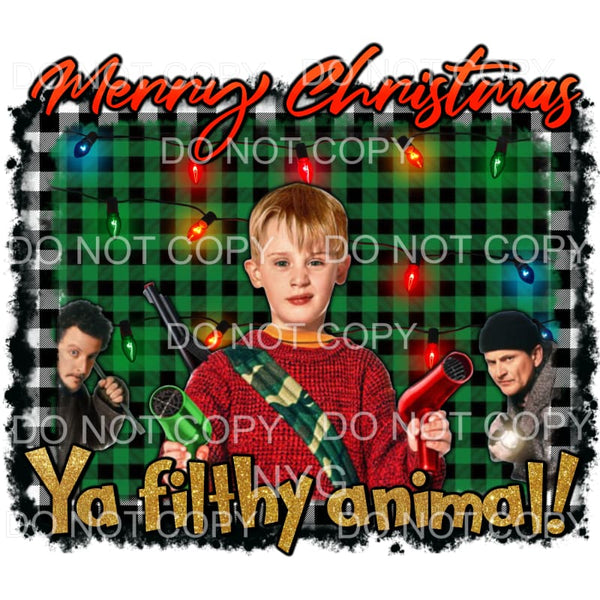 Merry Christmas Ya Filthy Animal Christma Movie Black Green 