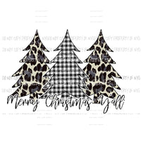 Merry Christmas Yall black white buffalo plaid leopard Sublimation transfers Heat Transfer