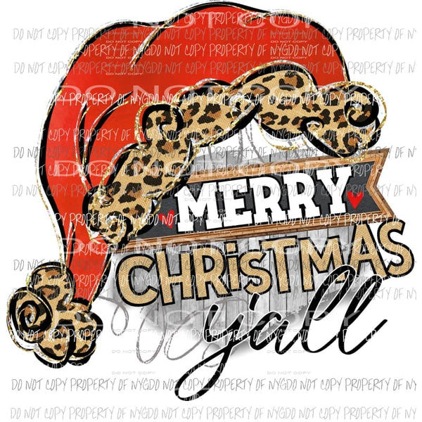Merry Christmas Yall Hat Sublimation transfers Heat Transfer