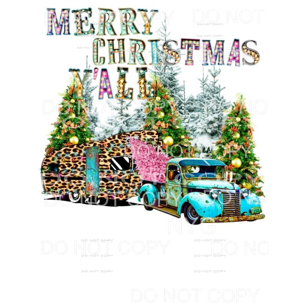 Merry Christmas Yall Truck camper # 17 Sublimation transfers