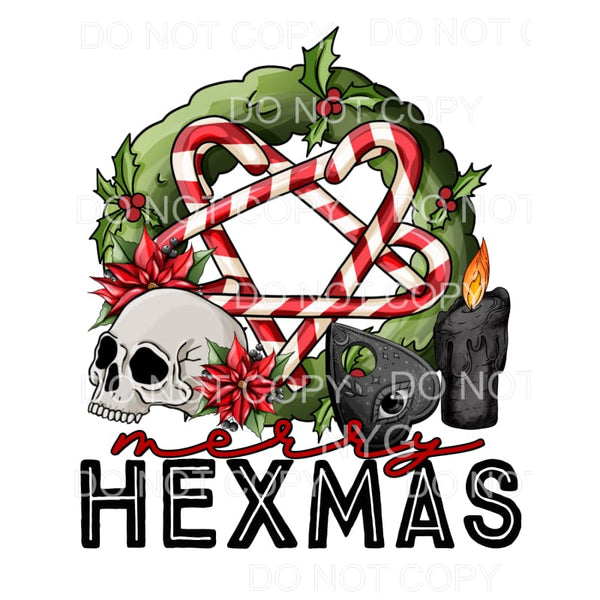 Merry Hexmas Skull Black Ouija Candle Poinsettia Candy Canes