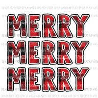 Merry Merry Merry Red Buffalo Plaid Sublimation transfers Heat Transfer