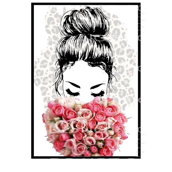 messy bun flowers # 8076 Sublimation transfers - Heat