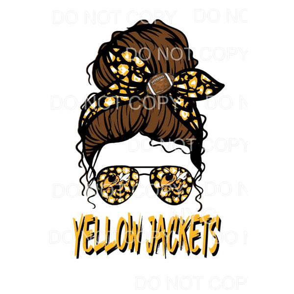 Messy Bun Yellow Jackets # 594 Sublimation transfers - Heat 