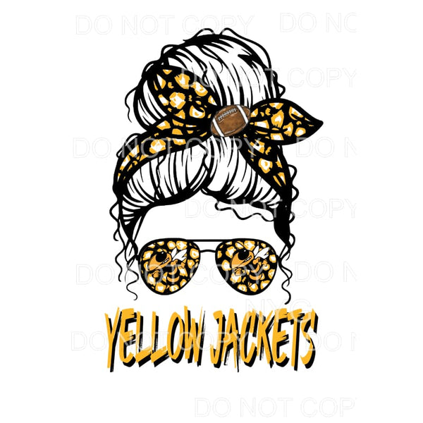 Messy Bun Yellow Jackets # 595 Sublimation transfers - Heat 