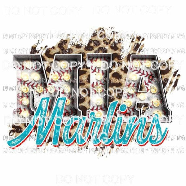 MIA Marlins baseball marquee Miami leopard Sublimation transfers Heat Transfer