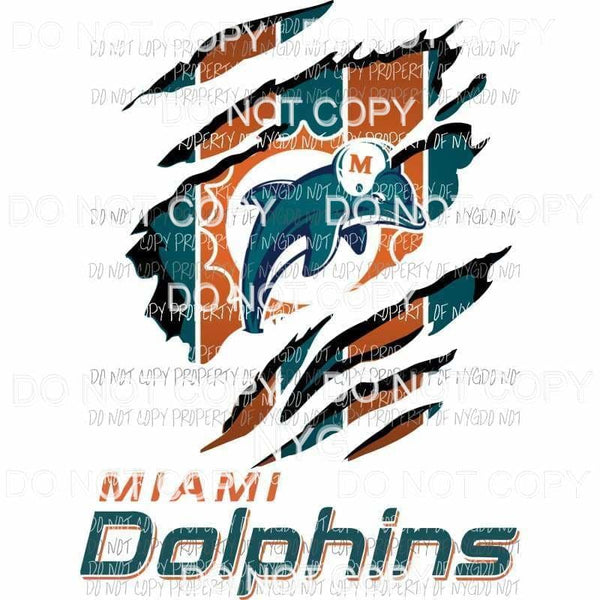 Miami Dolphins #2 ripped design Sublimation transfers Heat Transfer