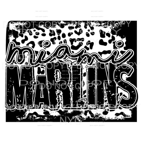 Miami Marlins Baseball Black Leopard Sublimation transfers -