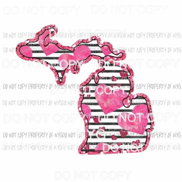 Michigan pink hearts black stripes Sublimation transfers Heat Transfer