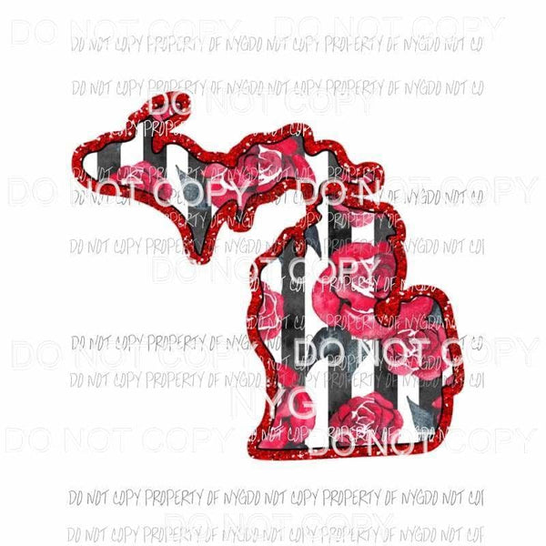 Michigan red floral stripes Sublimation transfers Heat Transfer