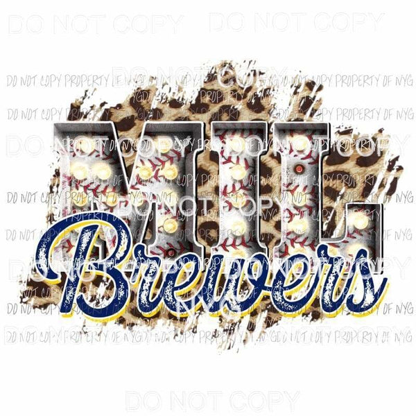MIL Brewers baseball marquee Milwaukee leopard Sublimation transfers Heat Transfer