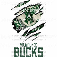 Milwaukee Bucks ripped design Sublimation transfers Heat Transfer