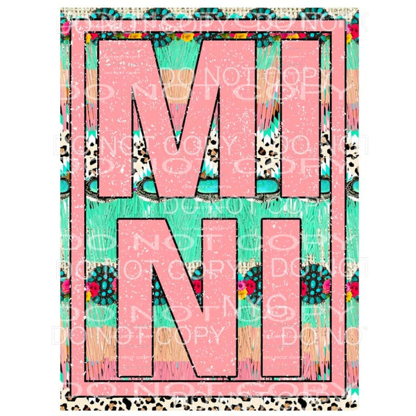 Mini Pink Turquoise Leopard Framed Sublimation transfers - 