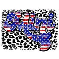 Mini Retro Red White Blue Leopard 4th of July USA America 