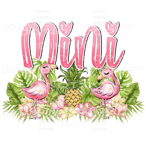 Mini Tropical Flamingos Sublimation transfers - Heat 