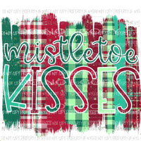 Mistletoe Kisses multi buffalo print green red brush strokes Sublimation transfers Heat Transfer