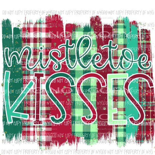 Mistletoe Kisses multi buffalo print green red brush strokes Sublimation transfers Heat Transfer