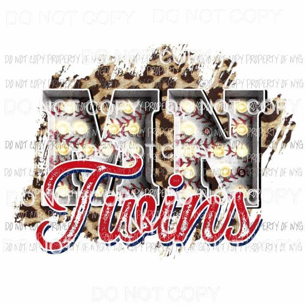 MN Twins baseball marquee Minnesota leopard Sublimation transfers Heat Transfer