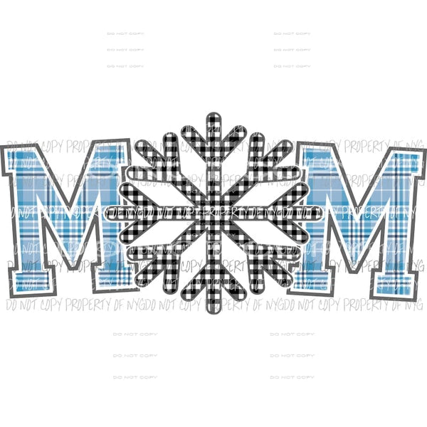 MOM #2 blue plaid snowflake Sublimation transfers Heat Transfer