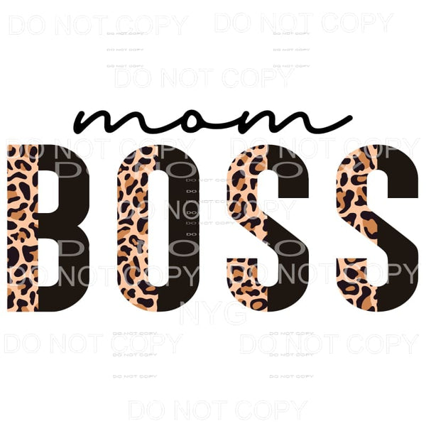 Mom Boss Half Leopard Black Sublimation transfers - Heat 