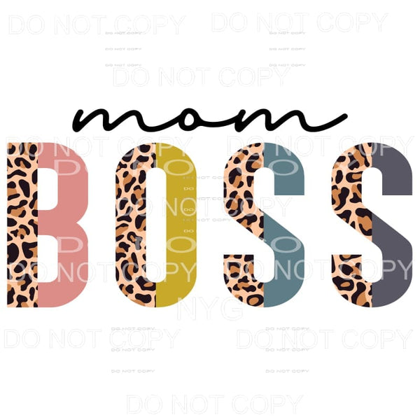 Mom Boss Half Leopard Sublimation transfers - Heat Transfer