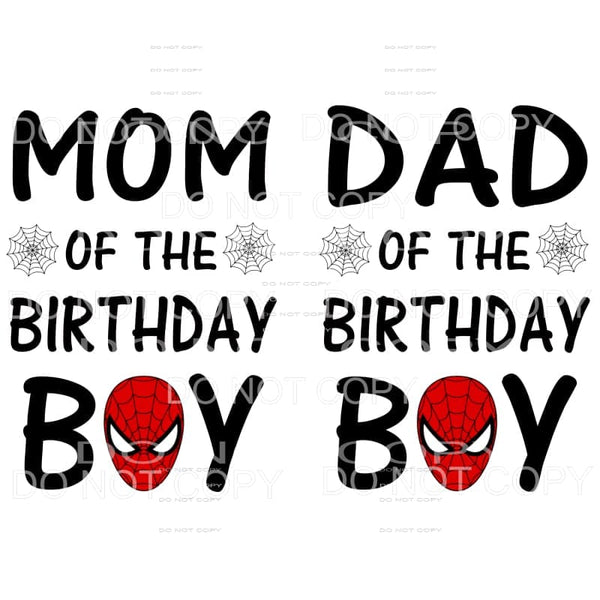 Mom dad sister etc of the Birthday Boy Sublimation transfers