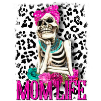 Mom Life Skeleton Hot Pink Floral Leopard Background 