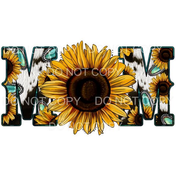 Mom Sunflower Cowhide Turquoise #2110 Sublimation transfers 