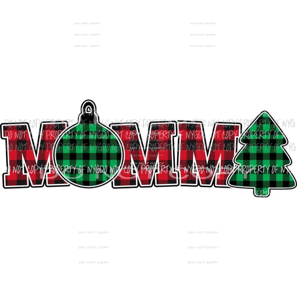MOMMA #1 buffalo plaid ornament tree Sublimation transfers Heat Transfer
